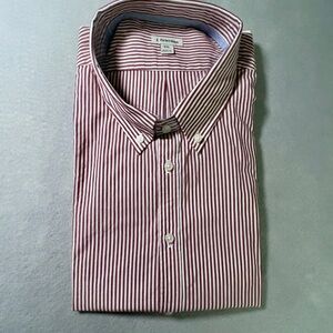J. Peterman Men's Burgundy Striped Button Down Shirt